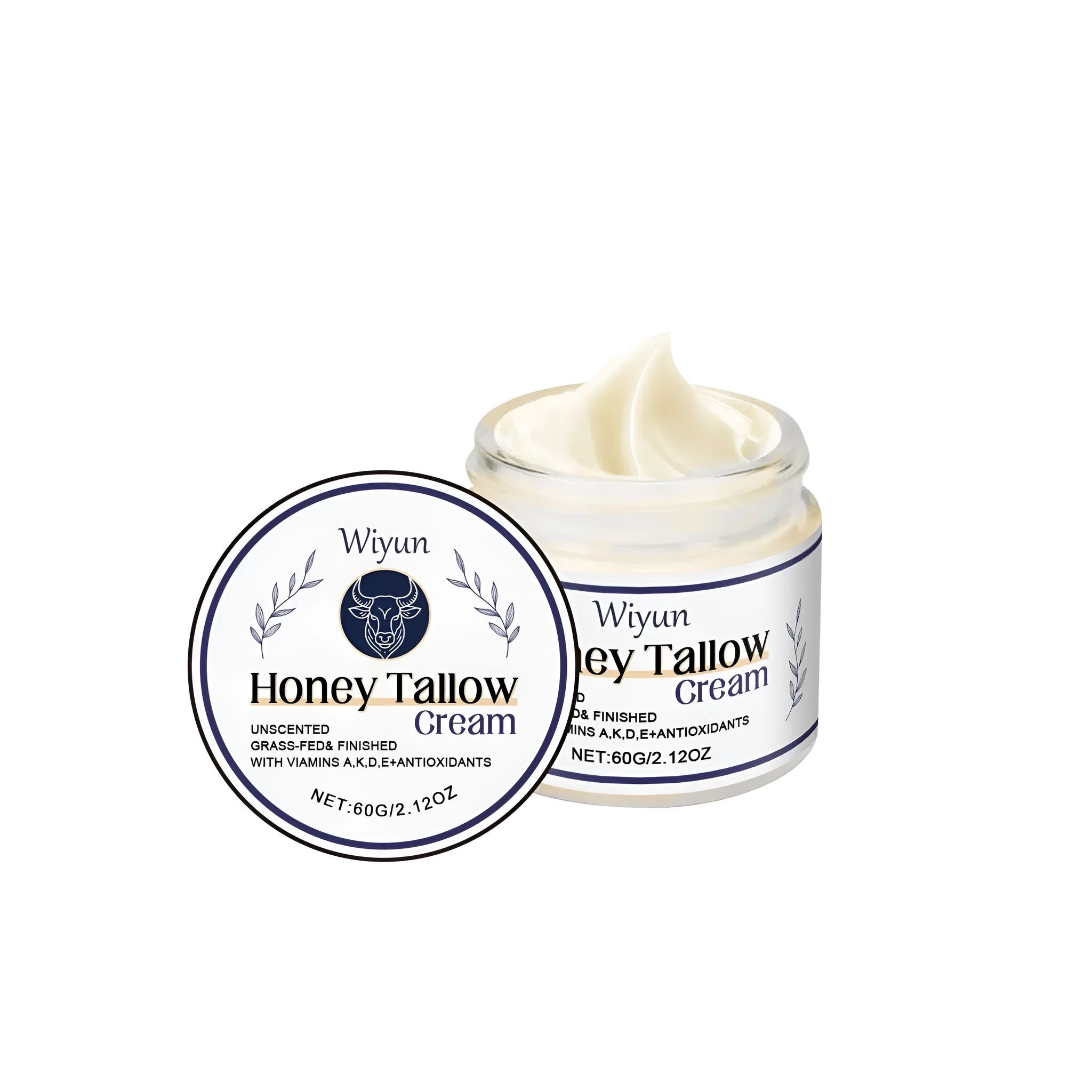 60g glass jar of Cow Fat Moisturising Cream for facial hydration.