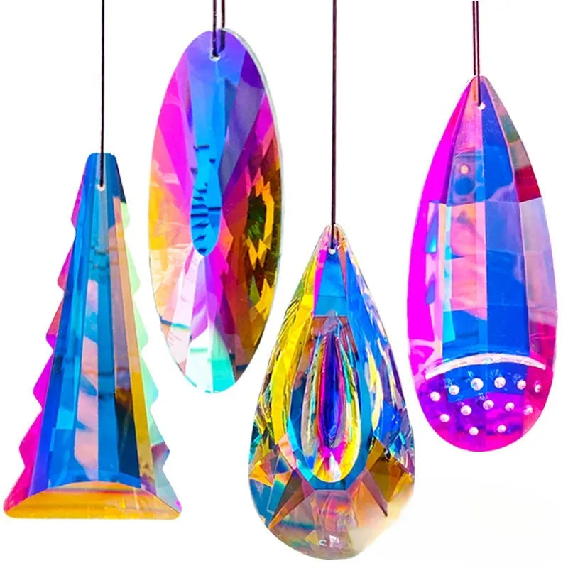 Rainbow electroplated crystal Christmas tree pendant light catcher decoration