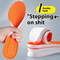 A pair of grey breathable PU sports insoles on a white background, showing a textured surface.