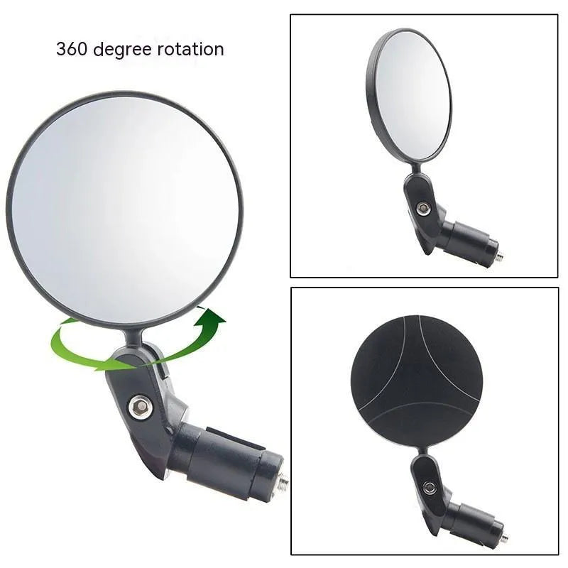 Black convex rearview mirror for vehicles showing 7cm diameter lens and adjustable mount.