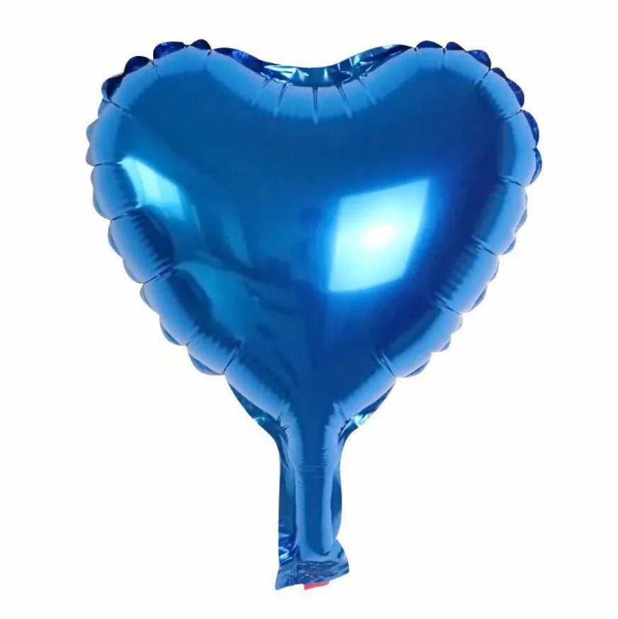 Five peach heart shaped aluminium foil balloons in metallic colours for party decorations
