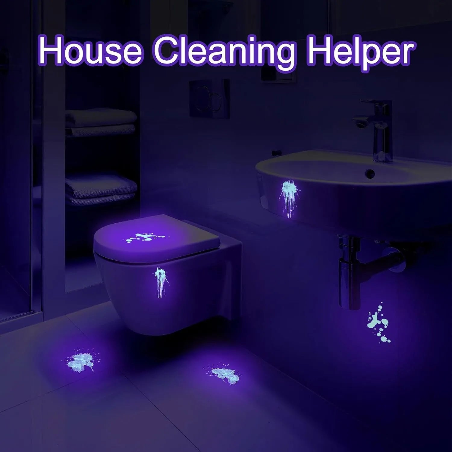 Black handheld UV flashlight torch with aluminium body for detecting pet urine stains and insects.