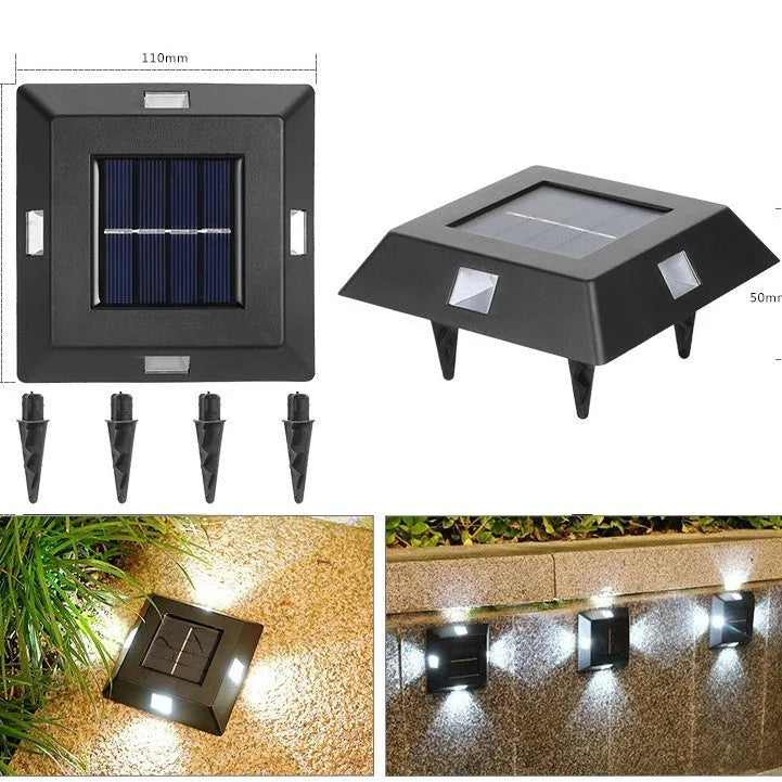 Solar garden wall light with upward and downward LED illumination for outdoor decorative lighting