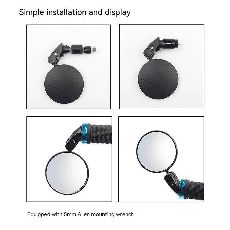 Black convex rearview mirror for vehicles showing 7cm diameter lens and adjustable mount.
