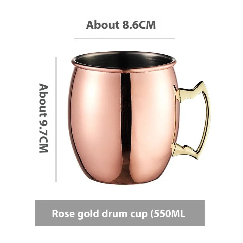 Stainless steel Moscow Mule copper plated cup with glass lining and hammer point texture