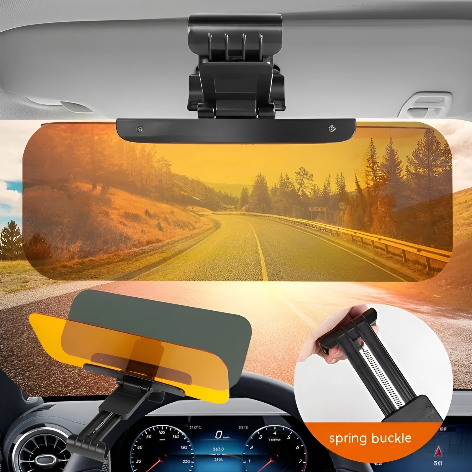 Anti-high beam goggles and dual-use car sun visor with telescopic adjustment mechanism