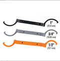 Three-piece magnetic suction wrench set in orange, grey, and black with catheter locking mechanisms