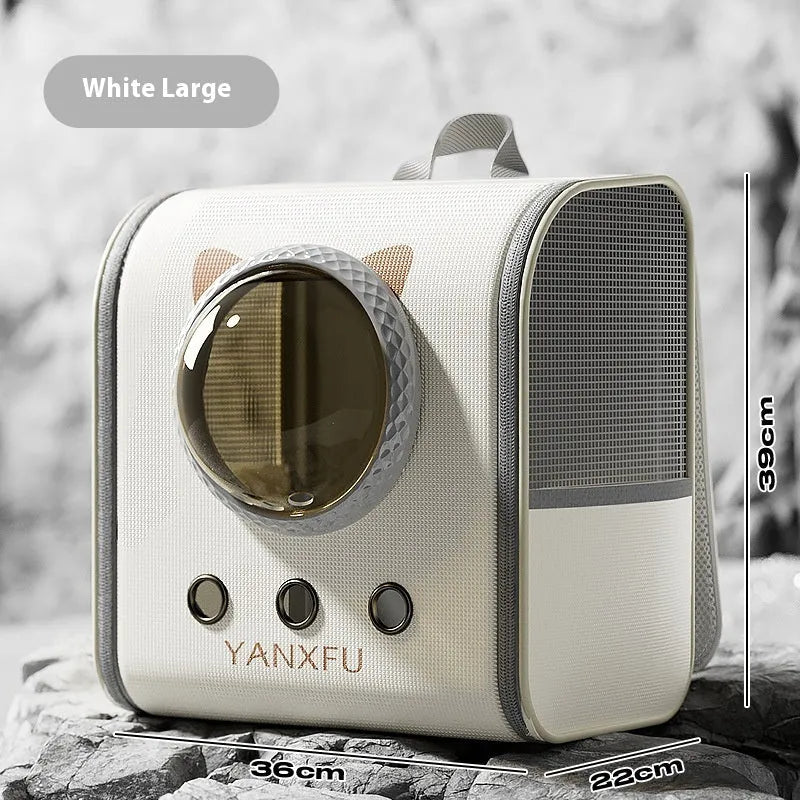 PP cat backpack white small size for cats within 6kg anti-stress portable carrier