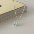 925 silver women's necklace with geometric stone pendant on adjustable curb chain