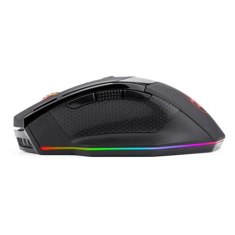 Black Redragon M801P wireless gaming mouse with nine buttons and ergonomic right-handed shape