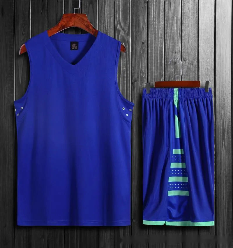 Breathable black and white sports vest and pants set for basketball training and fitness.