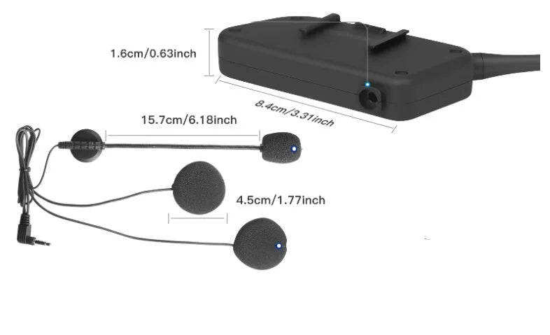 Motorcycle helmet Bluetooth intercom V6 Pro unit with headphones and mounting accessories