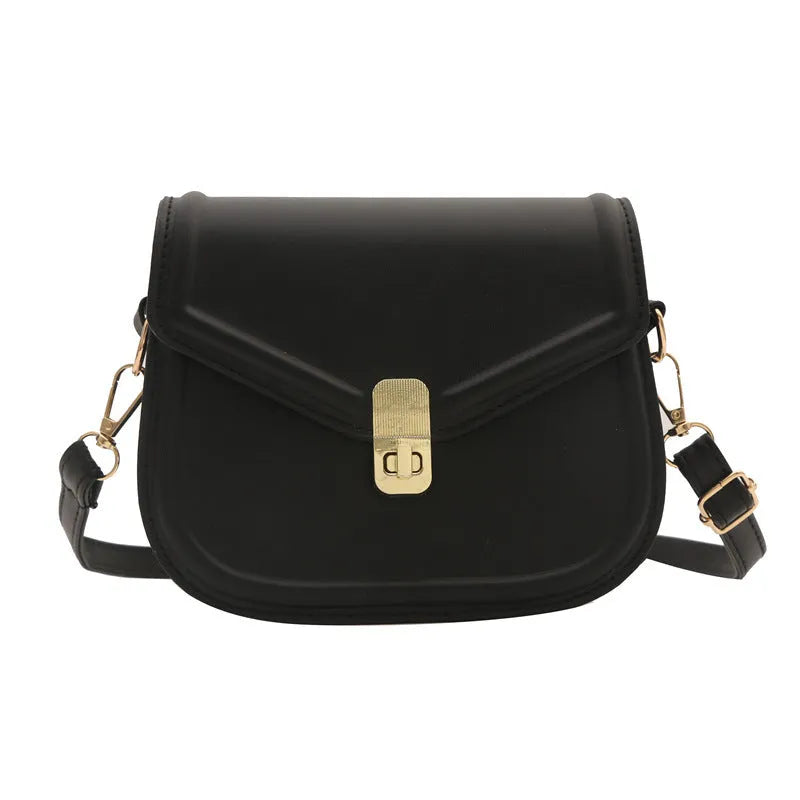 Niche textured PU shoulder messenger bag in soft horizontal square clamshell design