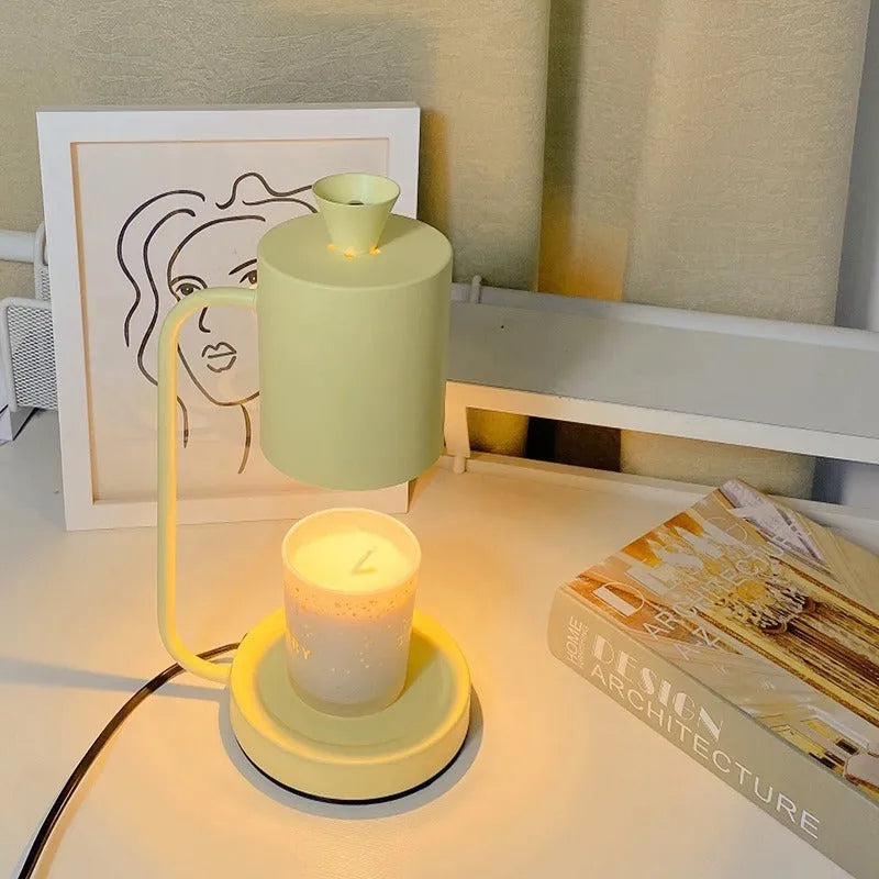 European style white aromatherapy wax melt lamp with dimmer switch and metal holder