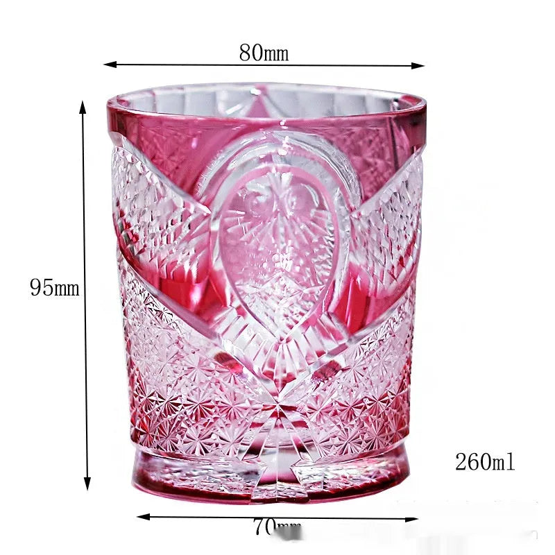 Crystal glass hand carved golden red owl wine glass with 201-300ml capacity