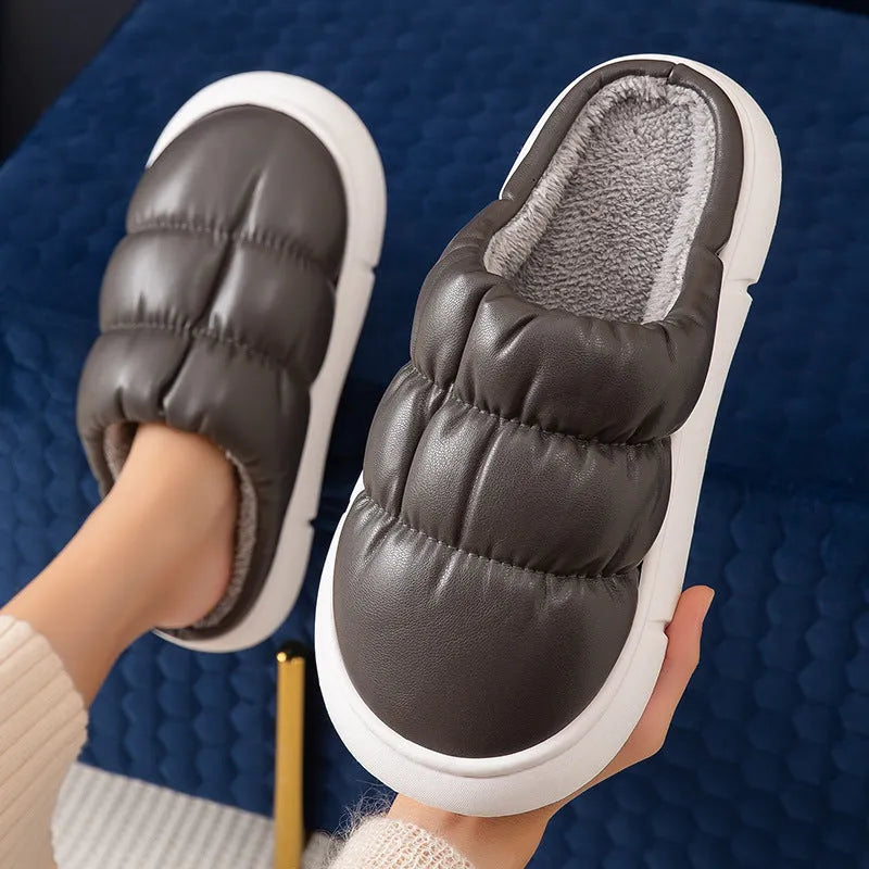 Women's soft waterproof non-slip home slippers, artificial PU upper, EVA sole, baotou style, multiple colours