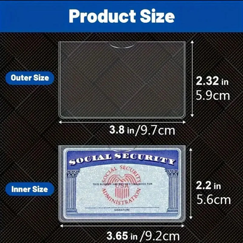 Clear transparent PVC card holder for social security and student bus cards.