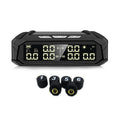 Solar external tyre pressure monitoring system with colour digital display for six-tyre vehicles