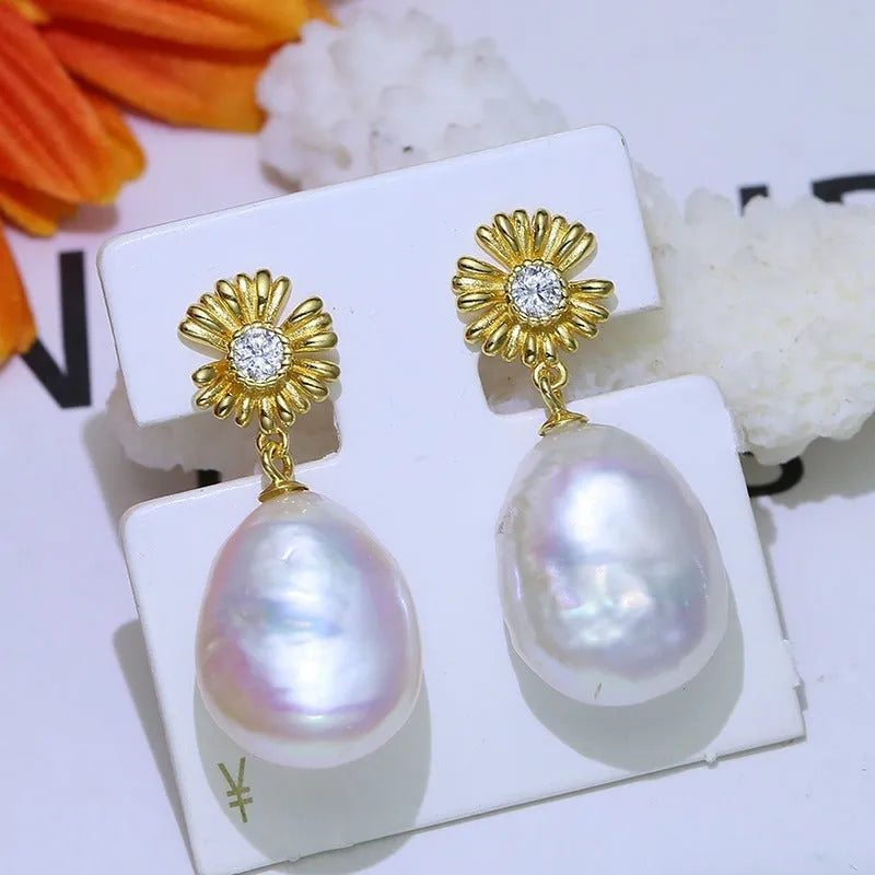 Baroque S925 sterling silver earrings with flower holders in gold or silver colour for DIY jewellery making