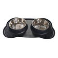 Large silicone pet bowl holder for stainless steel dog food dish in blue colour