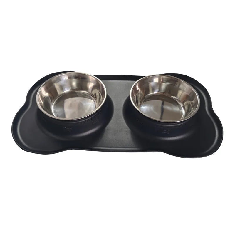 Large silicone pet bowl holder for stainless steel dog food dish in blue colour