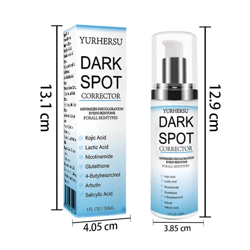 Spot lightening essence bottle with liquid formula for brightening and firming skincare benefits