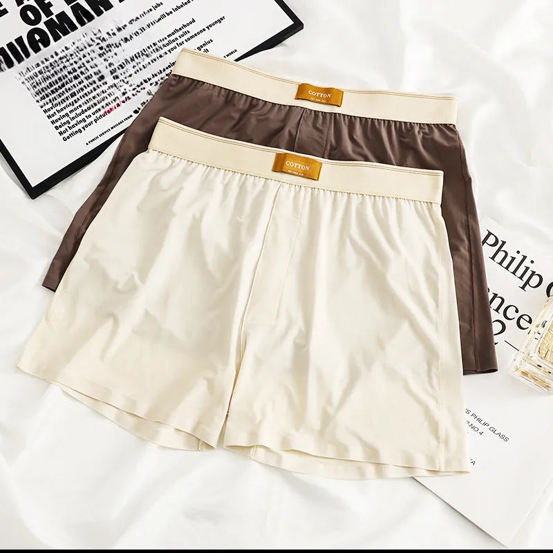 Men's solid colour loose fit ice silk underwear in 3-pack