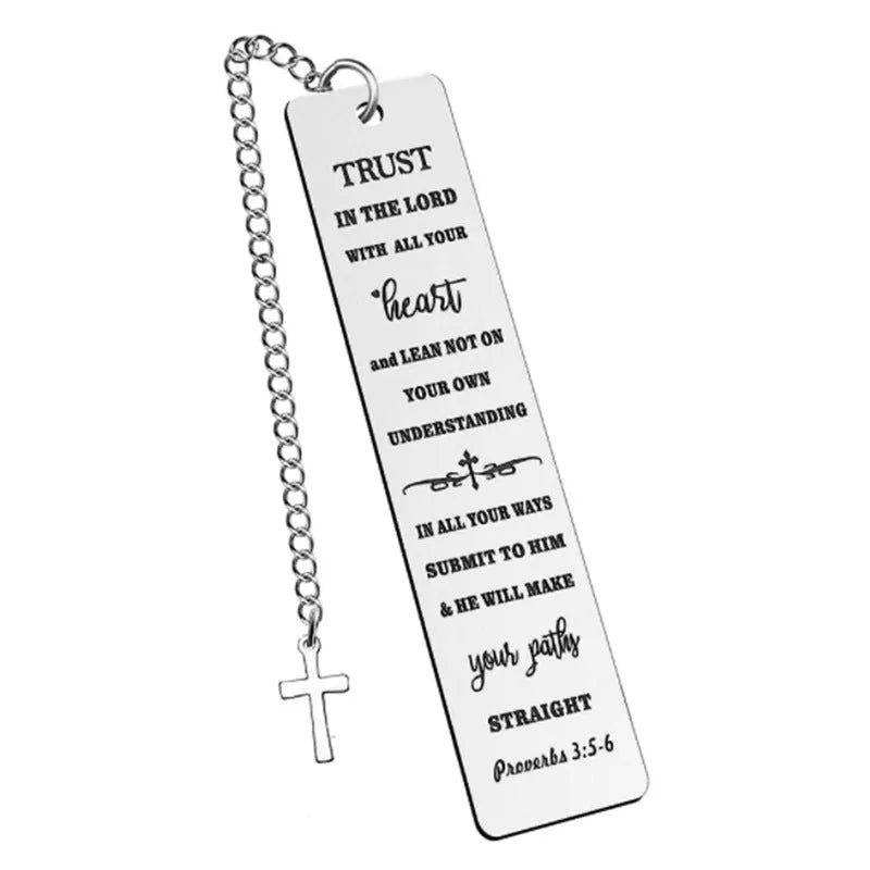 Stainless steel Family Bible Verse bookmark with engraved scripture in CFS5170 Steel Colour