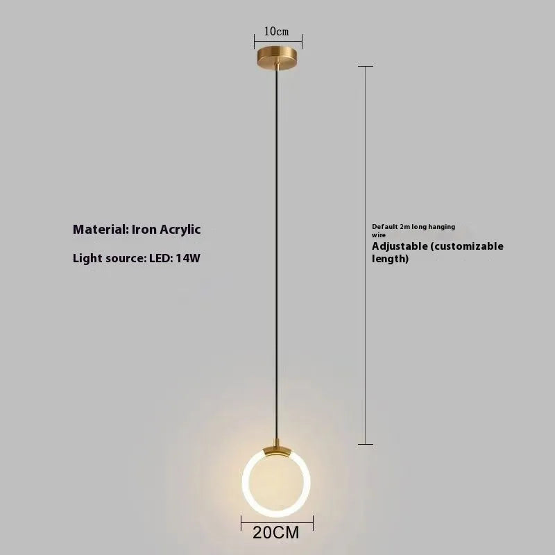 Nordic minimalist U-shaped bedside table chandelier light fixture with tri-colour dimming.