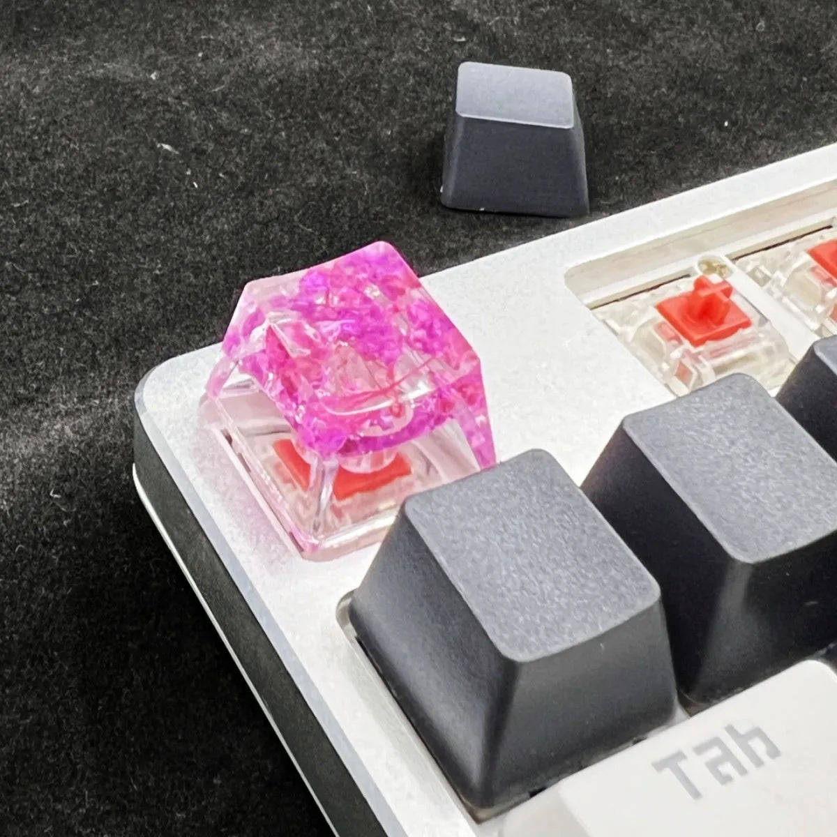 High transparency resin starry sky artisan keycap for mechanical keyboards in violet colour