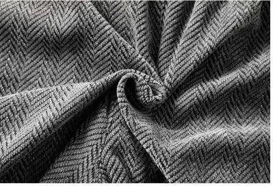 Straight-leg fleece-lined trousers in light grey on a hanger, showing elastic waistband.