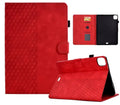 Leather iPad case with card holder slot showing diamond embossed pattern in black colour