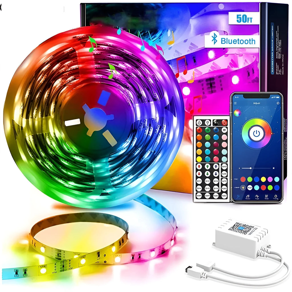 12V Bluetooth LED light strip with 44-key remote control and waterproof IP65 epoxy resin coating option