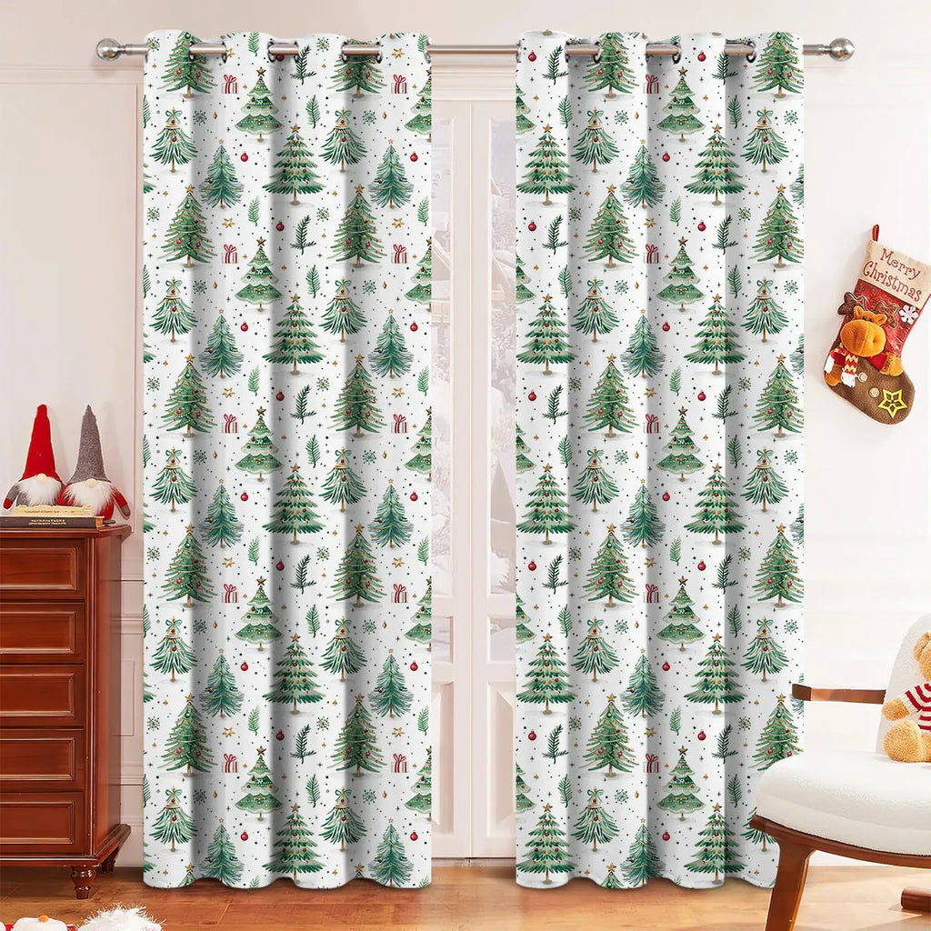 Christmas Forest polyester punching shading curtain in modern simple style with high sunshade function and multiple size options for window decoration