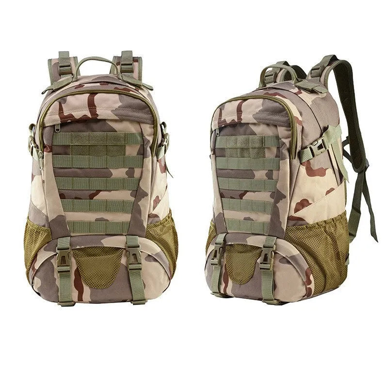 Oxford cloth mountaineering backpack in camouflage pattern with air pillow belt system for outdoor sports