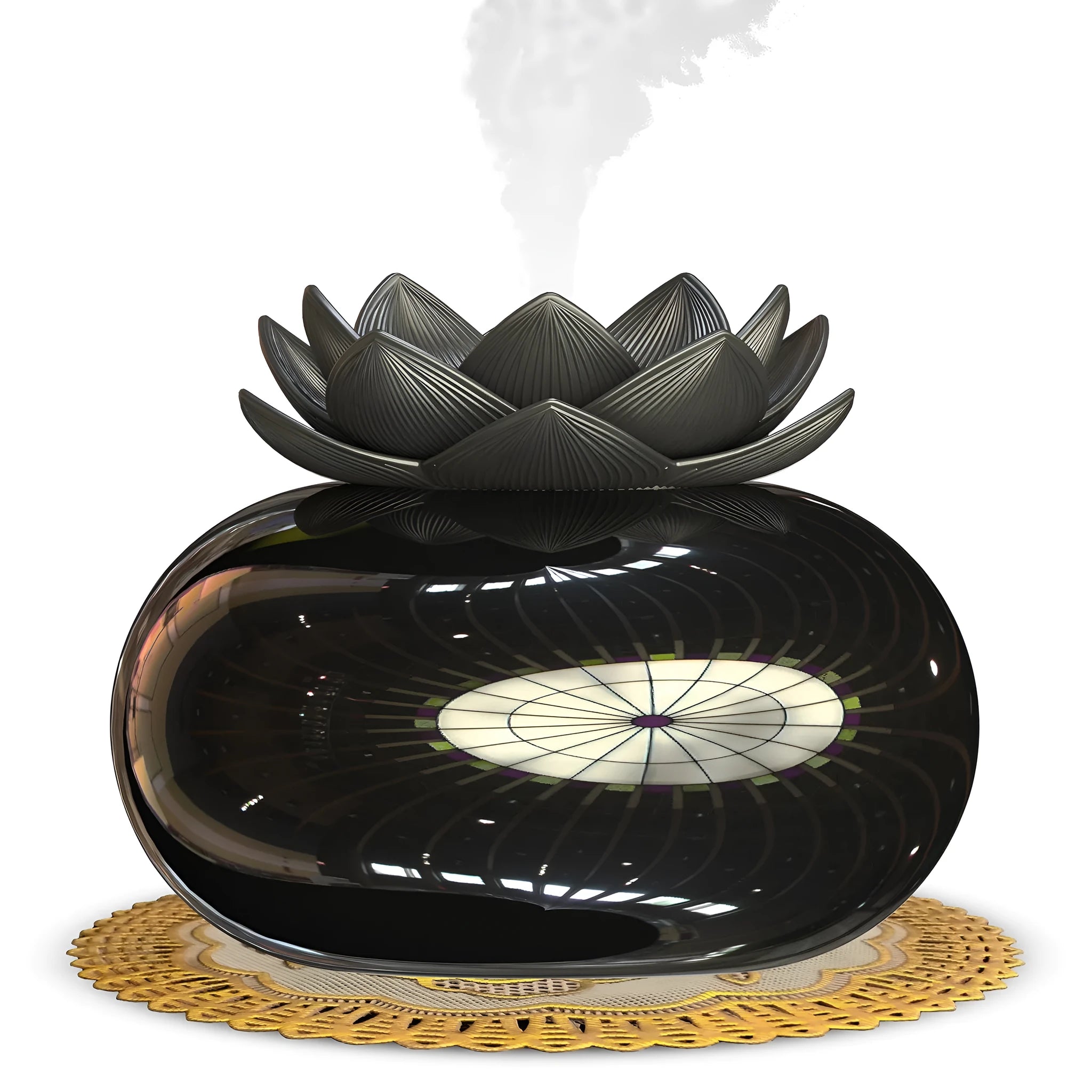 Pure black round USB-powered ultrasonic aromatherapy humidifier on desktop
