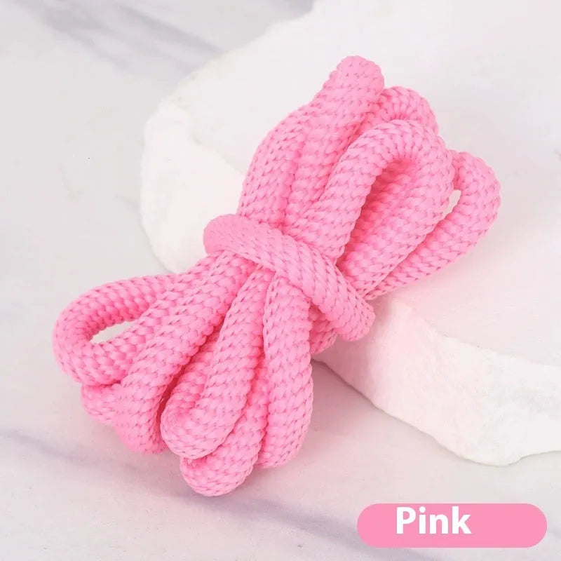 A selection of round braided shoelaces and hoodie cords in various colours, showing 1.0cm width