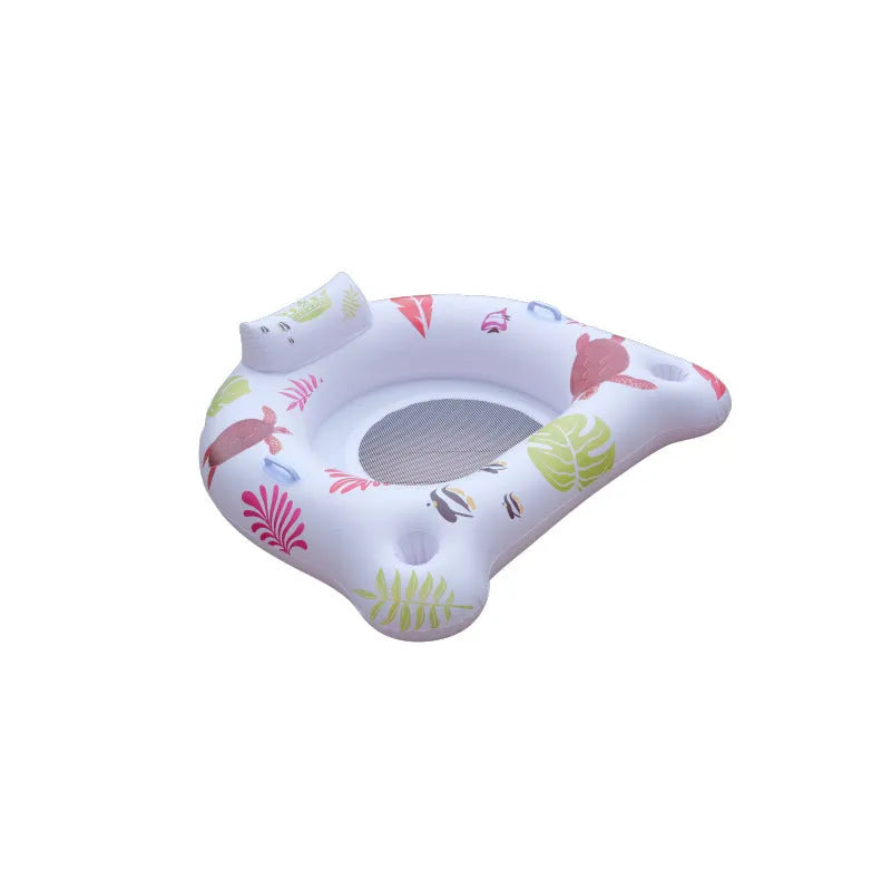 White luminous U-shaped inflatable float lounger on water, measuring 120cm by 120cm.