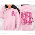 Pink breast cancer awareness pullover hoodie with a retro hot stamping pattern and a side seam pocket.