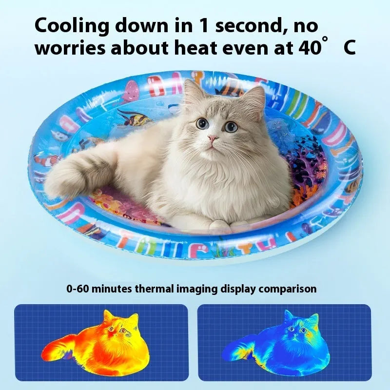 PVC inflatable water cooling cushion for cats in dolphin or shark design