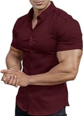 Men's short sleeve casual printed shirt with collar in a choice of colours.
