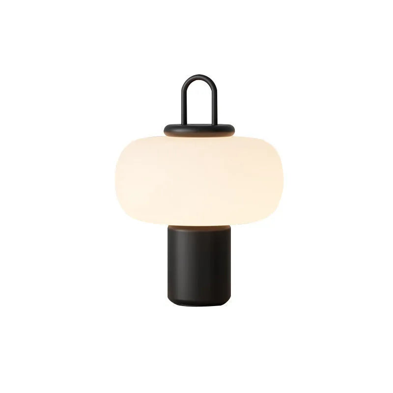 Japanese designer glass children's bedside lamp measuring 230mm by 330mm with warm light