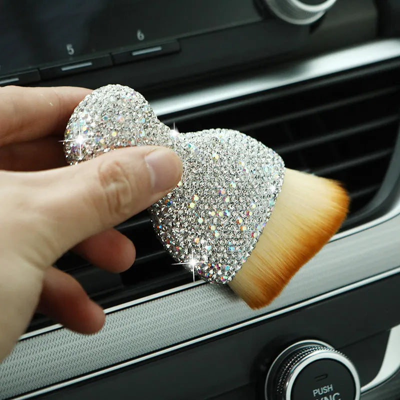 White soft PVC car interior cleaning brush for dusting dashboards and vents
