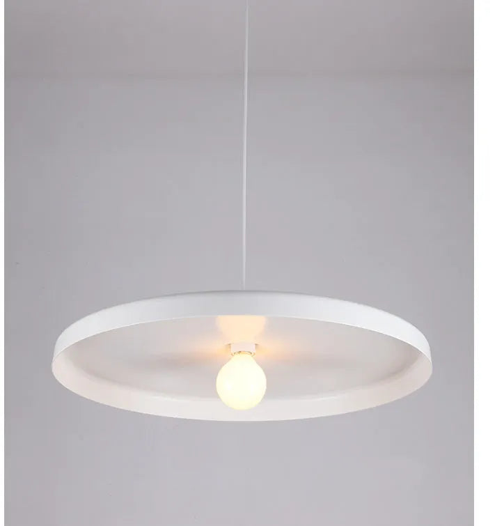 Aluminium alloy bar chandelier in black or white, showing 35cm, 50cm, and 60cm diameter options