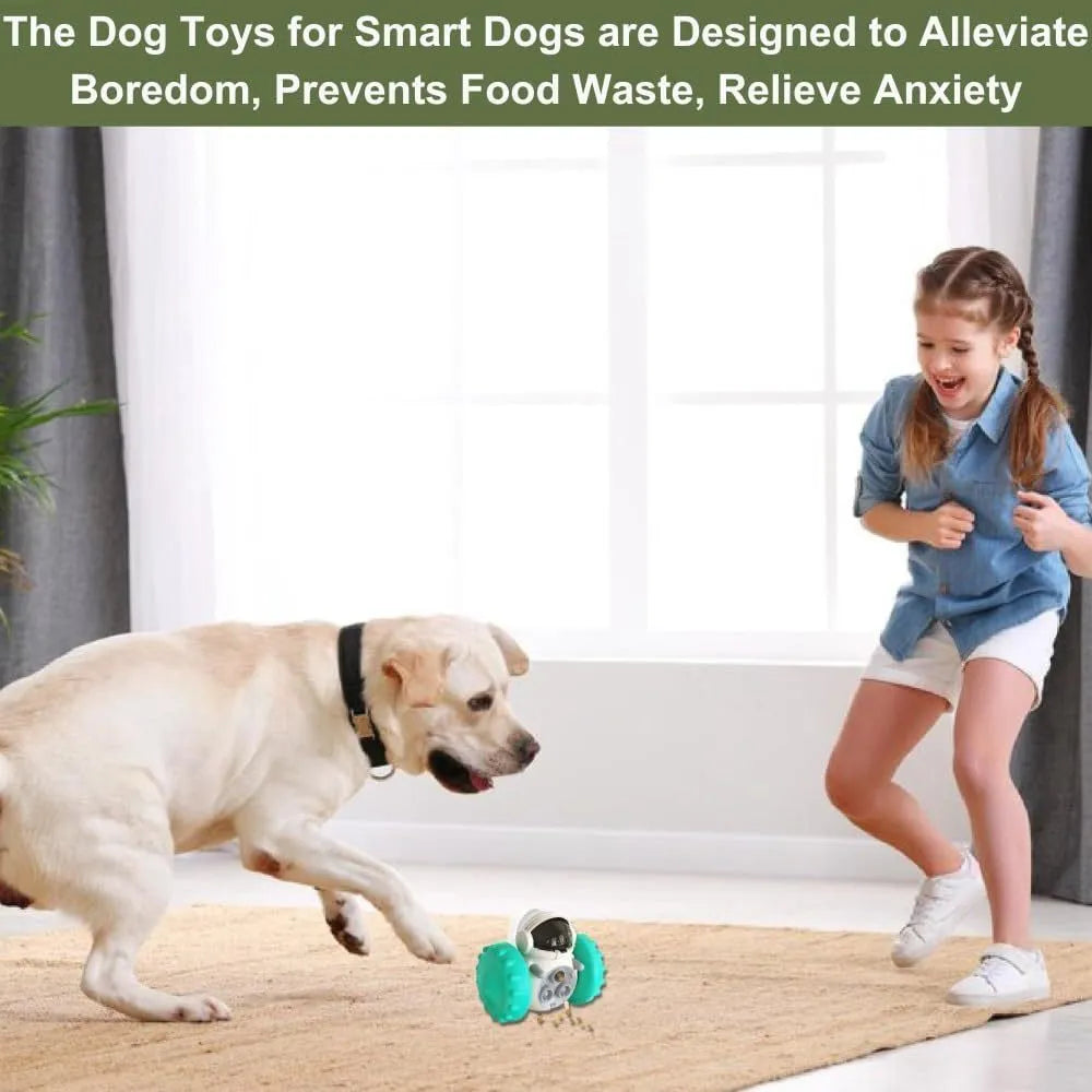 Robot-style self-balancing dog treat dispenser toy for small dogs and cats in five colour options
