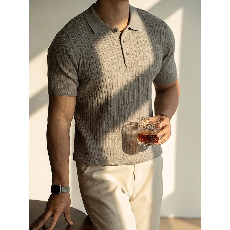 Men's short sleeve top in black khaki or white colours for business commuting wear