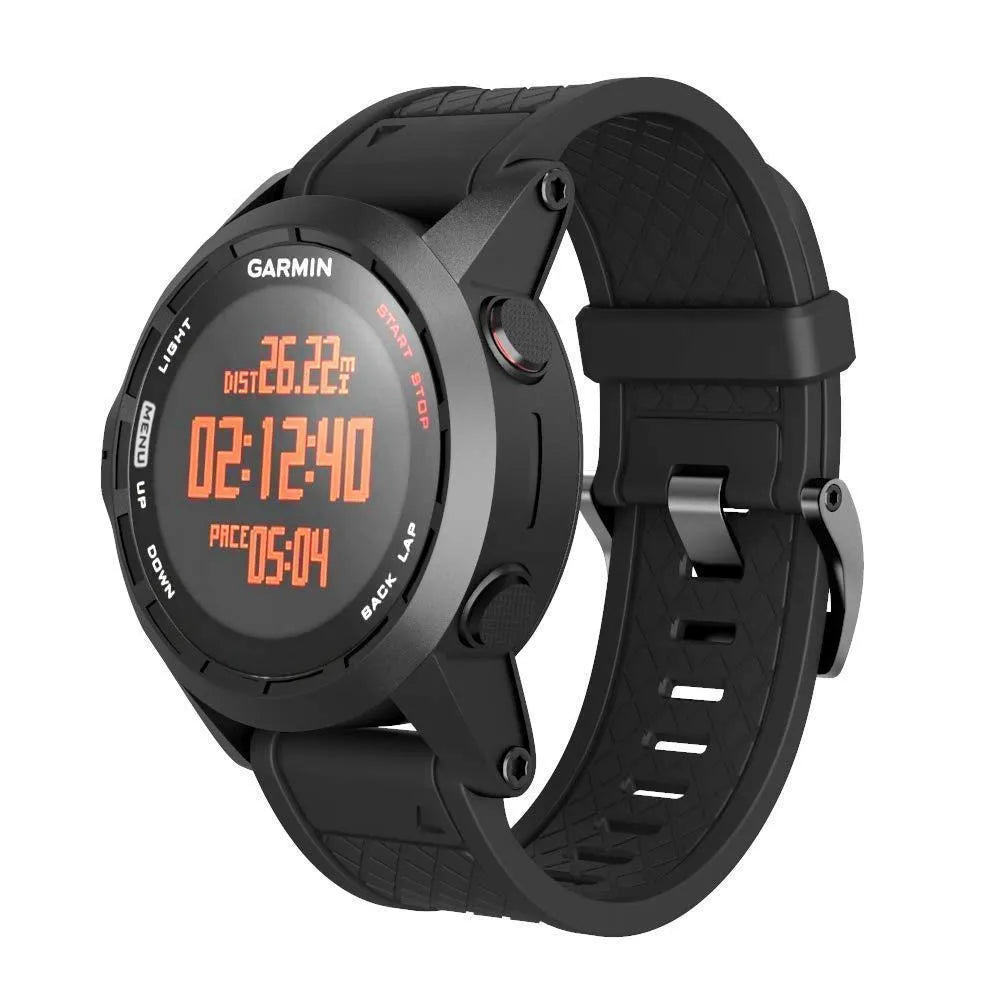 Black silicone sports watch strap with stainless steel button closure for Jiaming watches