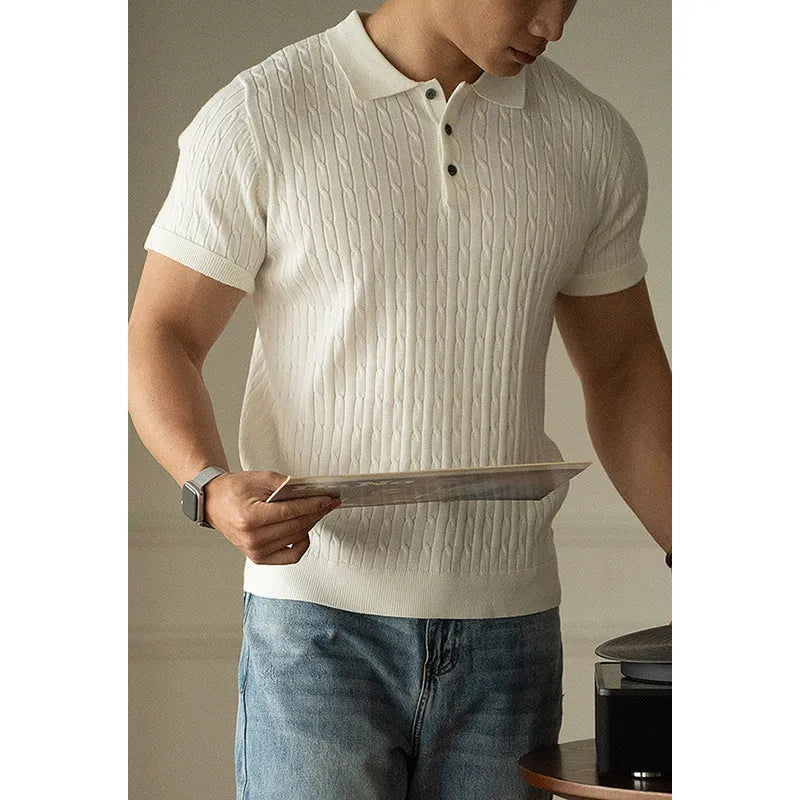 Men's short sleeve top in black khaki or white colours for business commuting wear