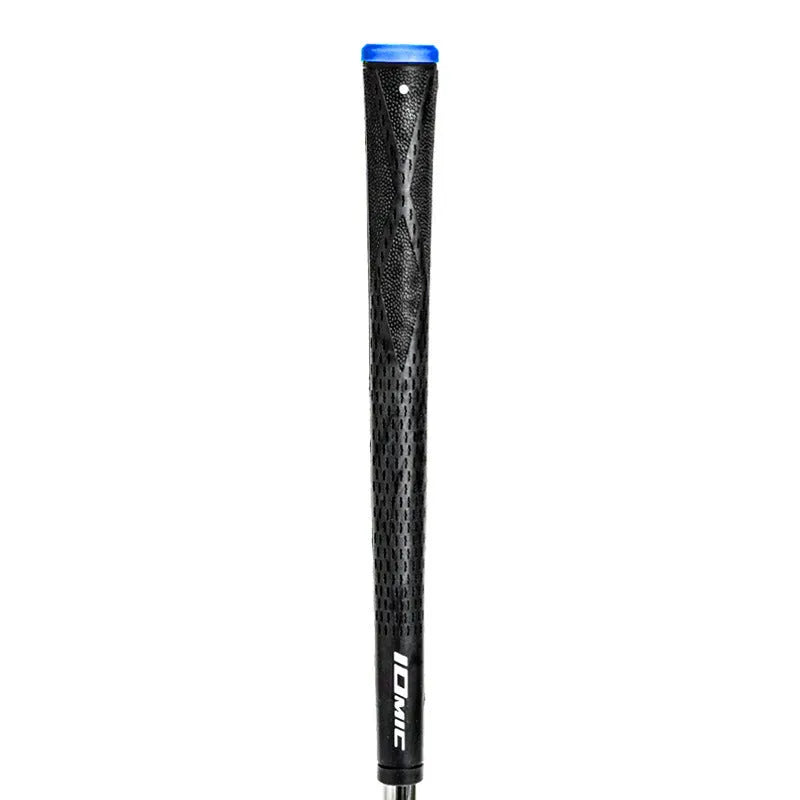 TPE non-slip golf club grip shown in multiple colour options including red, blue, and black.