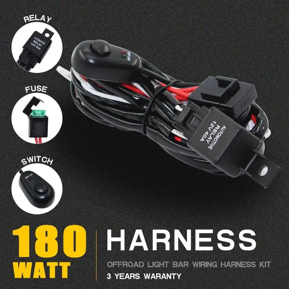 One drag two 2 m LED roof spotlight wiring harness with silicone insulation for automotive work lights